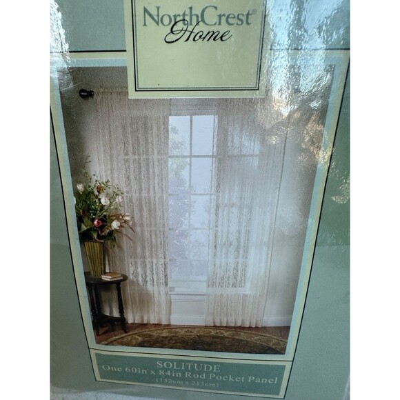 NorthCrest Vintage Lace Curtain Panel 60x84 Ivory Rod Pocket Sheer Window Panel - Picture 7 of 13